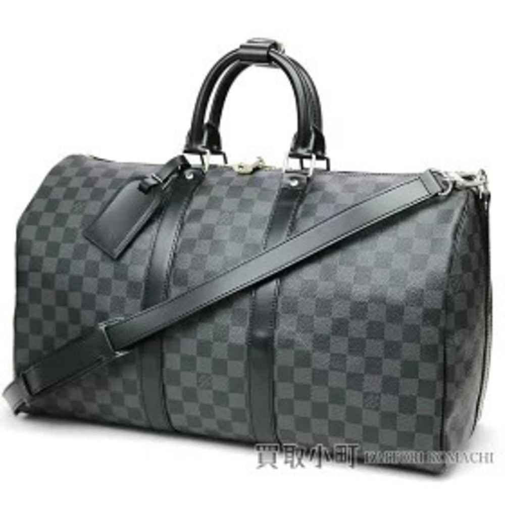 Louis Vuitton Keepall Bandouliere Damier Graphite Black Leather Bag Strap
